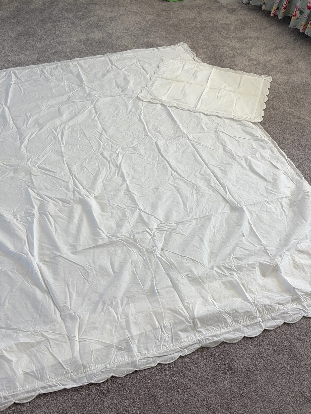Scalloped white cotton twin duvet from One Kings Lane